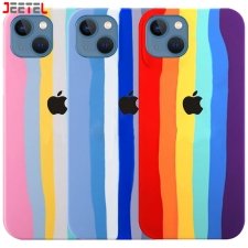 کاور سیلیکونی گوشی ایفون IPHONE 13 مدل رنگین کمانی (ویتنامی اصل)