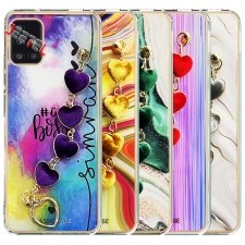 قاب گوشی دخترانه سامسونگ Samsung A51 مدل ماربل پام پام زنجیردار