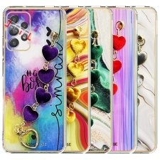 قاب گوشی دخترانه سامسونگ Samsung A52 / A52S مدل ماربل پام پام زنجیردار