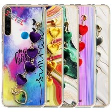 قاب گوشی دخترانه شیائومی Xiaomi Redmi Note 8 مدل ماربل پام پام زنجیردار