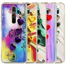 قاب گوشی دخترانه شیائومی Xiaomi Redmi Note 8 Pro مدل ماربل پام پام زنجیردار