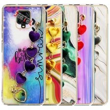 قاب گوشی دخترانه شیائومی Xiaomi Redmi Note 9 Pro / 9s مدل ماربل پام پام زنجیردار