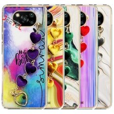 قاب گوشی دخترانه شیائومی Xiaomi Poco X3 / Pro  مدل ماربل پام پام زنجیردار