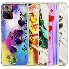 قاب گوشی دخترانه شیائومی Xiaomi Poco X3 GT  مدل ماربل پام پام زنجیردار