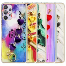 قاب گوشی دخترانه سامسونگ Samsung Galaxy A32 5G مدل ماربل پام پام زنجیردار