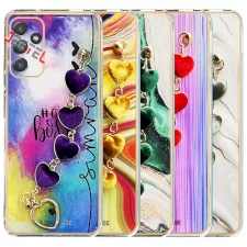 قاب گوشی دخترانه سامسونگ Samsung Galaxy A13 5G / M13 / F13 / A04S مدل ماربل پام پام زنجیردار