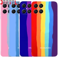 قاب سیلیکونی رنگین کمانی گوشی آنر Honor X8 4G مدل زیر بسته محافظ لنزدار (ویتنامی اورجینال)