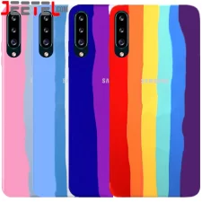 قاب سیلیکونی رنگین کمانی گوشی Samsung Galaxy A70 مدل زیر بسته محافظ لنزدار (ویتنامی اورجینال)