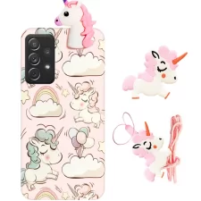 قاب فانتزی عروسکی دخترانه  Samsung Galaxy A73 5G مدل اسب تک شاخ به همراه بند آویز و پاپ سوکت