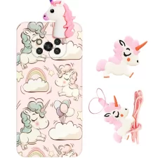 قاب فانتزی عروسکی دخترانه Xiaomi Poco X3 (NFC/Pro) مدل اسب تک شاخ به همراه بند آویز و پاپ سوکت