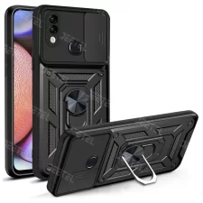قاب اورجینال اسلاید آرمور مناسب برای گوشی Samsung Galaxy A10S طرح محافظ لنزدار کشویی مجهز به رینگ استندشو و مگنتی
