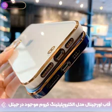 قاب اورجینال الکتروپلیتینگ Samsung Galaxy A52 (4G/5G) / A52S مدل دور طلایی پشت شفاف