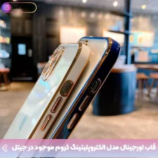 قاب اورجینال الکتروپلیتینگ Samsung Galaxy A04 مدل دور طلایی پشت شفاف