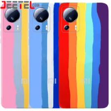 قاب سیلیکونی رنگین کمانی گوشی Xiaomi 13 Lite مدل زیر بسته محافظ لنزدار (ویتنامی اورجینال)