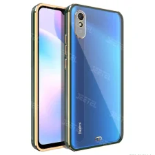 قاب اورجینال الکتروپلیتینگ Xiaomi Redmi 9A مدل دور طلایی پشت شفاف
