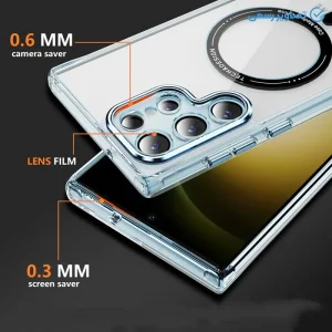 قاب ژله ای مگ سیف دار گوشی Samsung Galaxy S24 Ultra مدل محافظ لنزدار دکمه فلزی