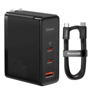 شارژر دیواری 160 وات باسئوس مدل GaN5 Pro به همراه کابل تبدیل USB-C