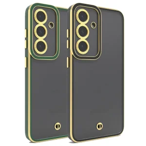 قاب اورجینال الکتروپلیتینگ Samsung Galaxy S24 مدل دور طلایی پشت شفاف