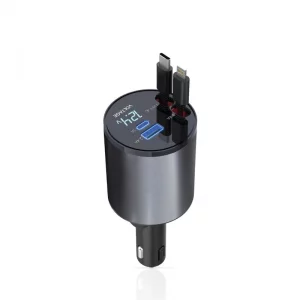 شارژر ماشین 4 کاره با کابل جمع شونده گرین لاین Green 4 IN 1 Car Charger With Retractable Cable