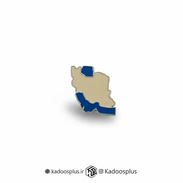 بج سینه نقشه ایران نقره ای آبی