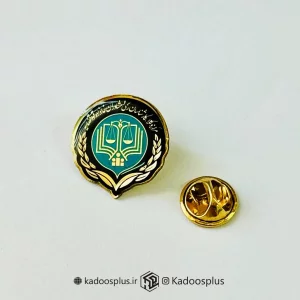 بج سینه مرکز وکلا مشکی فیروزه ای با حکاکی طلایی براق