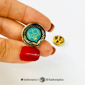 بج سینه مرکز وکلا مشکی فیروزه ای با حکاکی طلایی براق
