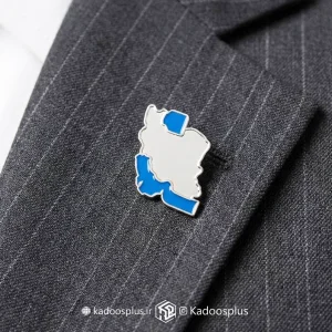 بج سینه نقشه ایران نقره ای آبی