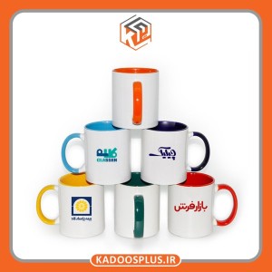 ماگ دسته و داخل رنگی سورمه ای با چاپ دلخواه