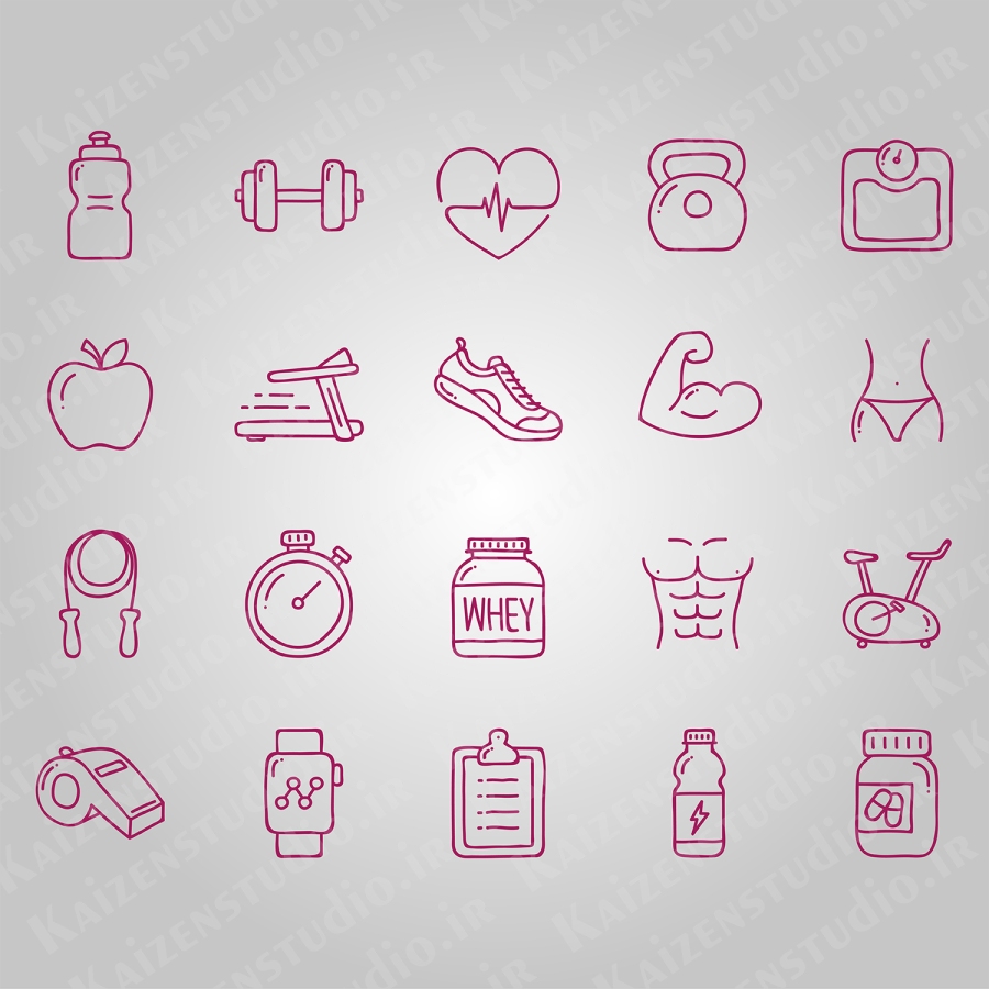 پک آیکون وکتور مدل ورزش Doodle Workout