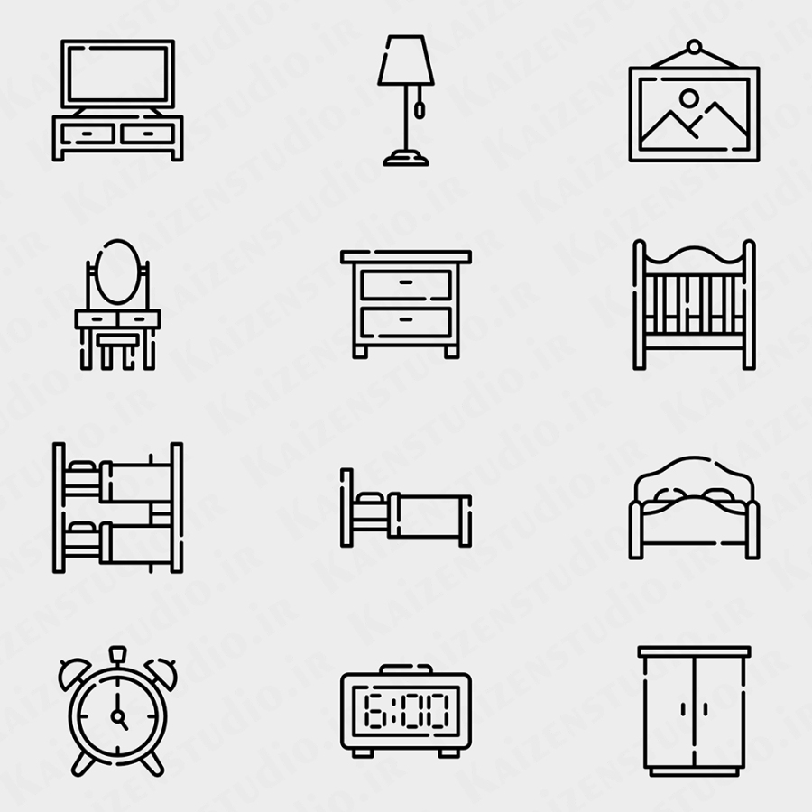 پک آیکون مدل لوازم خانه Furniture P3
