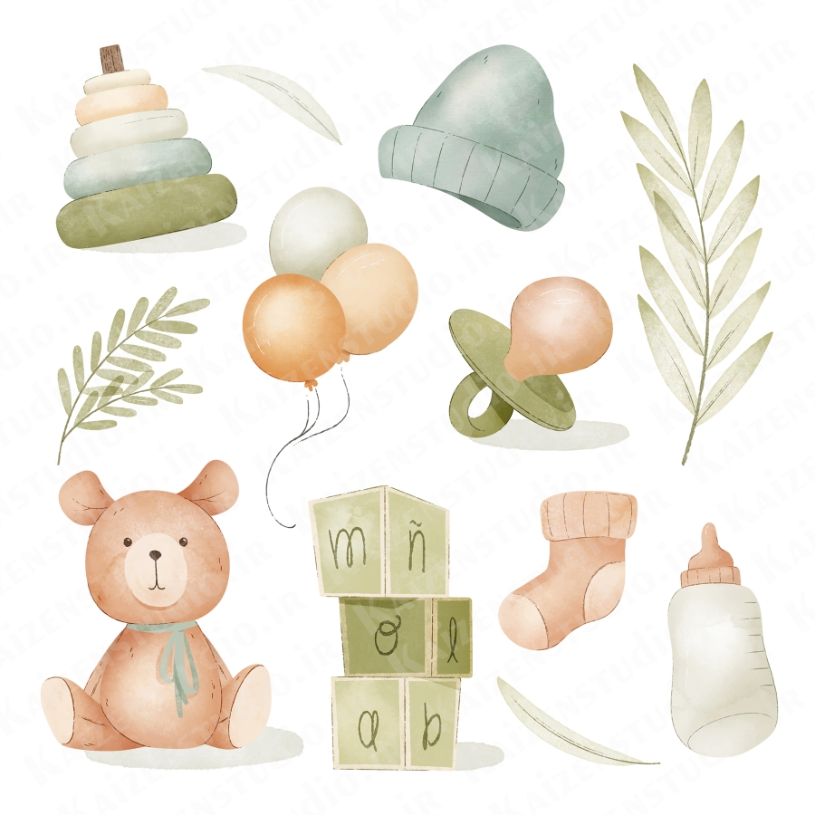 پک آیکون تصویرسازی شده مدل نوزاد Baby Icons