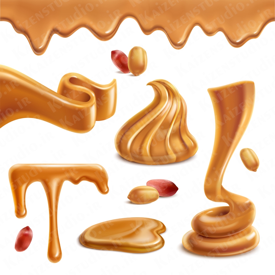 پک طرح وکتور لایه باز تصویرسازی مدل کره بادام زمینی Peanut‌ Butter