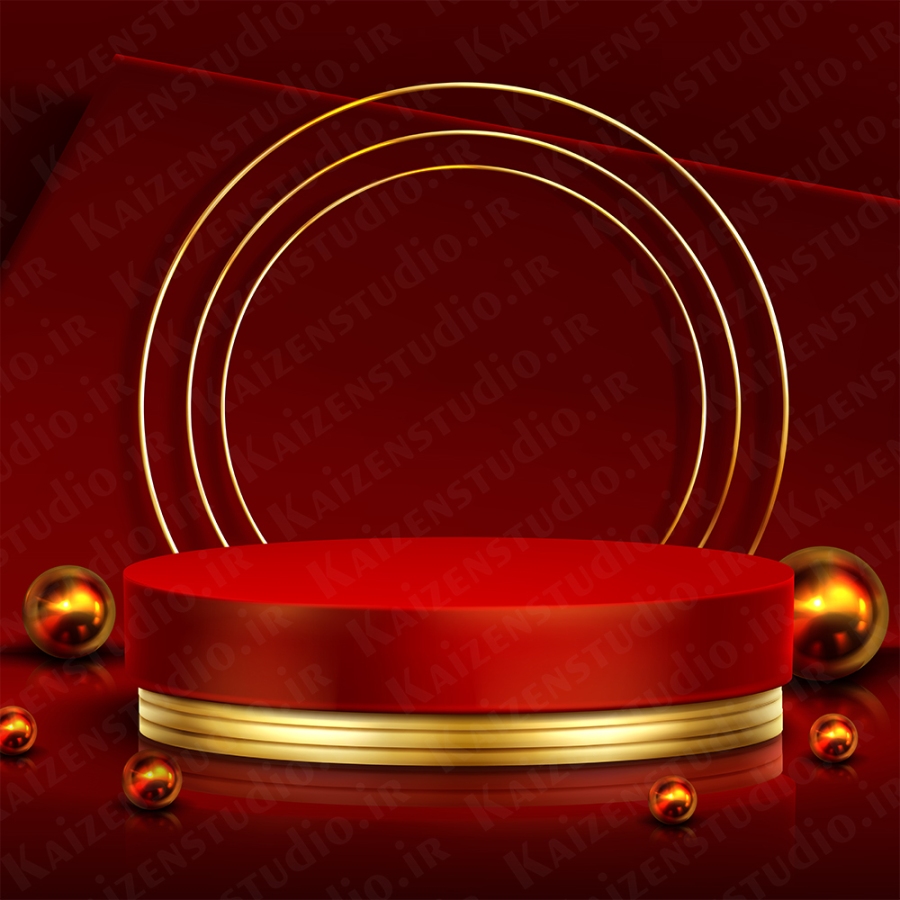 قالب پودیوم مدل قرمز طلایی Golden Red
