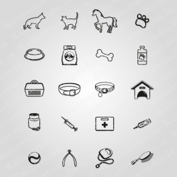 پک آیکون وکتور مدل حیوان خانگی Pets