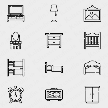پک آیکون مدل لوازم خانه Furniture P3