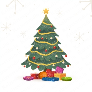طرح وکتور لایه باز تصویرسازی مدل درخت کریسمس ۱ Christmas Tree