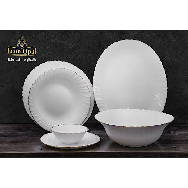 سرويس ٢٦ پارچه لئون اپال (مقصود) لب طلا قالب گرد کنگره ای