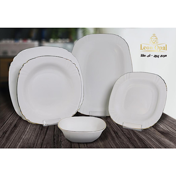 سرويس ٢٦ پارچه لئون اپال (مقصود) لب طلا قالب مربع پیچ