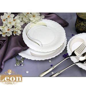 سرویس 26 پارچه گلدن اپال قالب گرد پیچ مدل شمل طلا