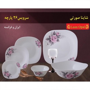 سرویس 26 پارچه اپال مقصود برند LEONOPAL مدل شاینا صورتی