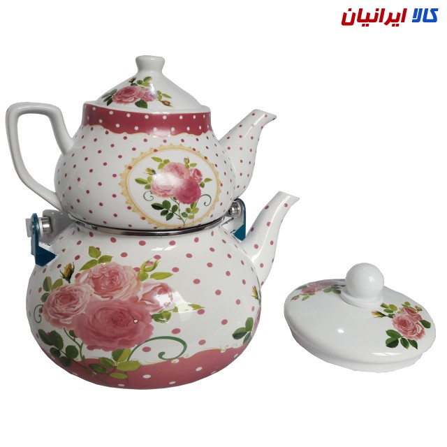 ست کتری و قوری گلدار لعابی