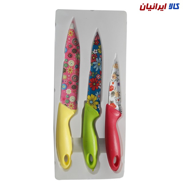ست چاقو آشپزخانه گلدار 3 پارچه