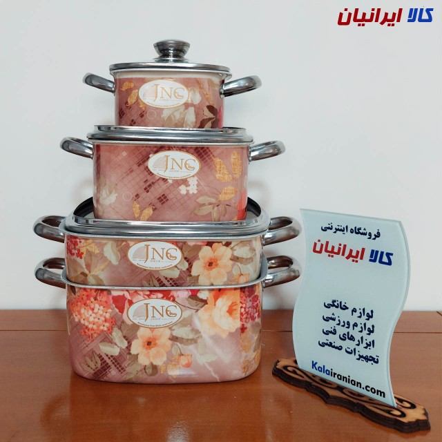 سرویس قابلمه مربعی 7 پارچه گلدار جنوب کد 13