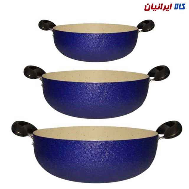 سرویس ۳ عددی ماهیتابه بزرگ دو دسته گرانیتی کد M2G