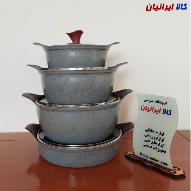 سرویس قابلمه طوسی 8 پارچه فورج گرانیتی