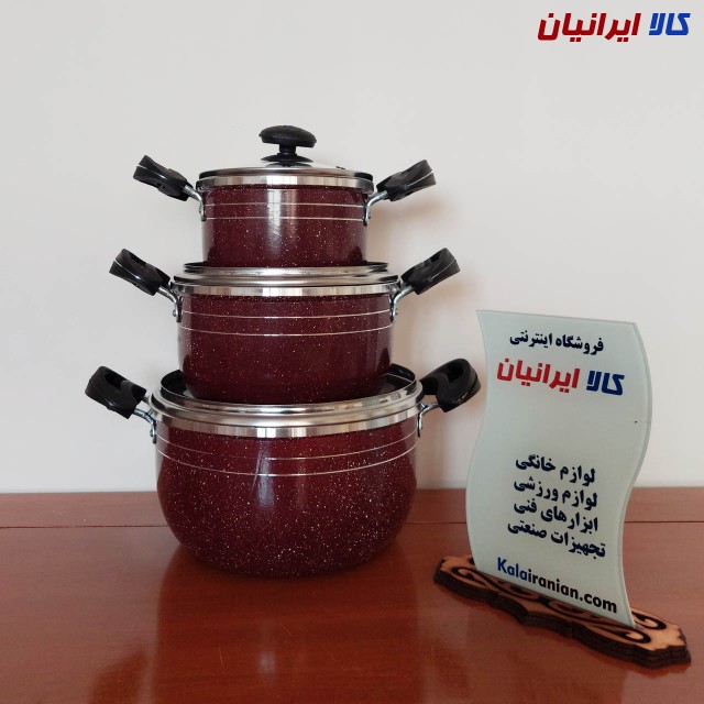 سرویس قابلمه 6 پارچه گرانیتی (زرشکی)