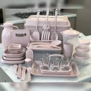 سرویس مسافرتی ۶ نفره 90 پارچه سبد مسافرتی ظروف مسافرتی با فلاکس چای