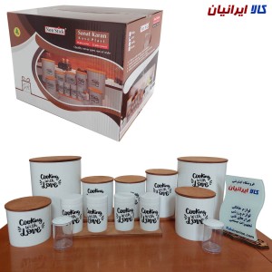 ست کامل بانکه حبوبات درب چوبی و جا ادویه