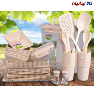 سرویس ظروف مسافرتی 58 پارچه سبد پیک نیک ۶ نفره لاولی