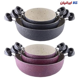 سرویس ۳ عددی ماهیتابه بزرگ دو دسته گرانیتی